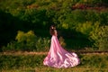 The girl in transparent pink dress Royalty Free Stock Photo