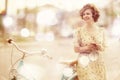 Girl traveling on bike Royalty Free Stock Photo