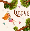 Girl on tree swing. Happy life concept. Royalty Free Stock Photo