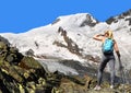 Girl on a trek in the Swiss Alps