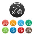 Girl tricycle icons set color Royalty Free Stock Photo