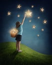 Girl trying to catch a star