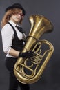 The girl with a tuba