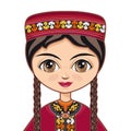 The girl in Turkmen dress. Portrait. Avatar.