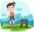 Girl twirling hula hoop Royalty Free Stock Photo