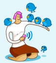 Girl on Twitter Bird Royalty Free Stock Photo