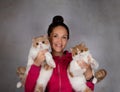 Girl with two fluffy cats