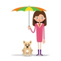 Girl with umbrella and dog
