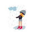 Girl umbrella enjoy rain character illustration