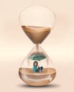 Time pressure hourglass. Concept of time pressure .
