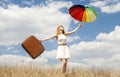 Girl with umbrella at outdoor. Royalty Free Stock Photo