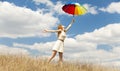 Girl with umbrella at outdoor. Royalty Free Stock Photo