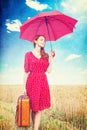 Girl with umbrella at outdoor Royalty Free Stock Photo