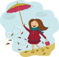 Girl with umbrella in the rain