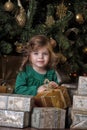 Girl under the Christmas tree Royalty Free Stock Photo