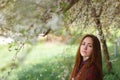 Girl under tree Royalty Free Stock Photo