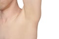 Girl underarm. White man armpit. After wax epilation.
