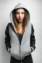 Girl urban hiphop style looking at camera Royalty Free Stock Photo