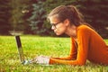 Girl using laptop Royalty Free Stock Photo