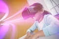 Girl using a virtual reality device Royalty Free Stock Photo