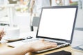 Girl using white laptop Royalty Free Stock Photo