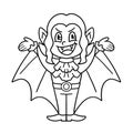 Girl Vampire Halloween Isolated Coloring Page