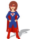 Supergirl superhero woman in blue advertising cartoon drawing