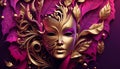 girl in Venice Italy carnival costume and magenta mask .Generative AI Royalty Free Stock Photo