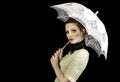 Girl in Victorian dress holding a lace umbrella