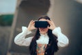 Girl in Costume with VR Glasses in Virtual Reality Concept Portrait