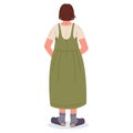 Girl view from behind. Female character back side position. Stunning woman flat vector Illustration on white background