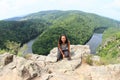 Girl on view on river Vltava - Vyhlidka Maj Royalty Free Stock Photo