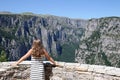 Girl on the viewpoint Vikos gorge Greece