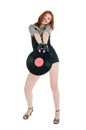 Girl with vinil disc