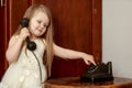 Girl with vintage phone