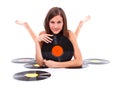 Girl with vinyl disc