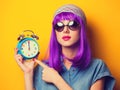 Girl with violet hair in sunglasses Royalty Free Stock Photo