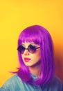 Girl with violet hair and sunglasses Royalty Free Stock Photo