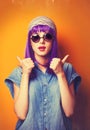 Girl with violet hair in sunglasses Royalty Free Stock Photo