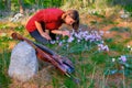 Girl, Violin and Forests Flowers