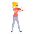 Girl violinist icon, cartoon style
