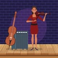 Girl violinist, Jazz music band design