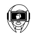 girl virtual reality glasses 3d technology outline Royalty Free Stock Photo