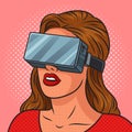 girl virtual reality glasses pinup pop art raster