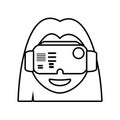 girl virtual reality glasses technology outline Royalty Free Stock Photo