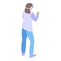 Girl virtual reality icon, isometric style