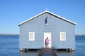 Girl visiting at the Blue Boat House  Perth Western Australia Royalty Free Stock Photo