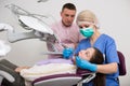 Girl visiting dentistry with father Royalty Free Stock Photo