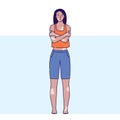 Girl with vitiligo vector illustration. Disease pigment autoimmune disease with pigment loss. Skin depigmentation and genetic Royalty Free Stock Photo