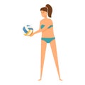 Girl volley team icon cartoon vector. Sport ocean